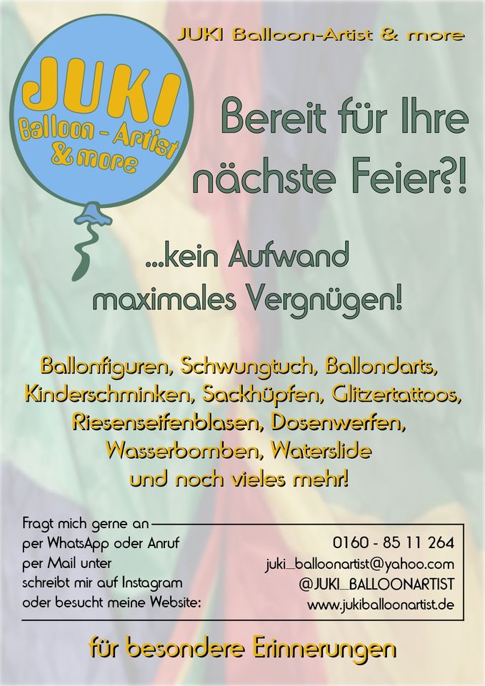 Riesenseifenblasen, Ballonkünstlerin, Kinderschminken,Festival in Füssen