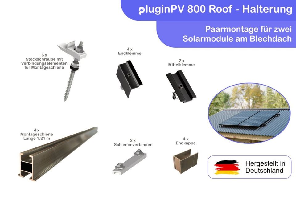 Balkonkraftwerk 800W / 860Wp ✅ Bifazial / Glas-Glas ✅ Hoymiles HM-800 Wechselrichter & Trina Vertex S+ 860 Watt Peak (je 430Wp) ✅ Komplettpaket optional mit Halterung in Moosinning