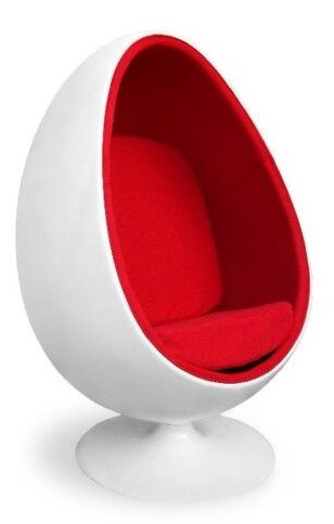 Egg Chair, Loungesessel weiß/rot in Freiburg im Breisgau