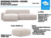 Sofa Couch Wohnlandschaft L Form + Hocker Cord beige Bremen - Huchting Vorschau