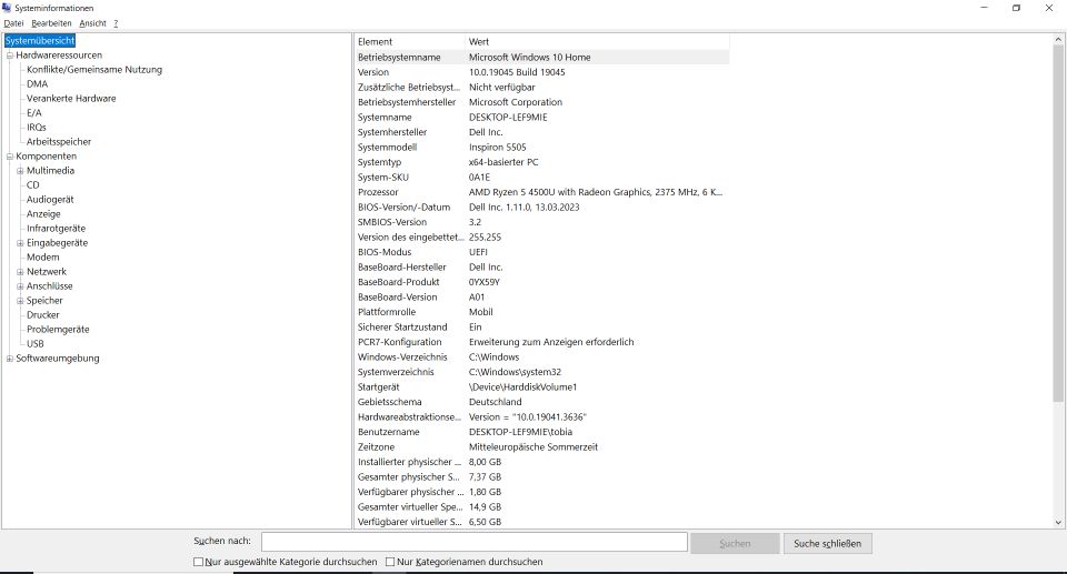 Dell Inspirion 155505 LaptopNotebook AMD Ryzen 5,8 GB,256 GB SSD in Duisburg