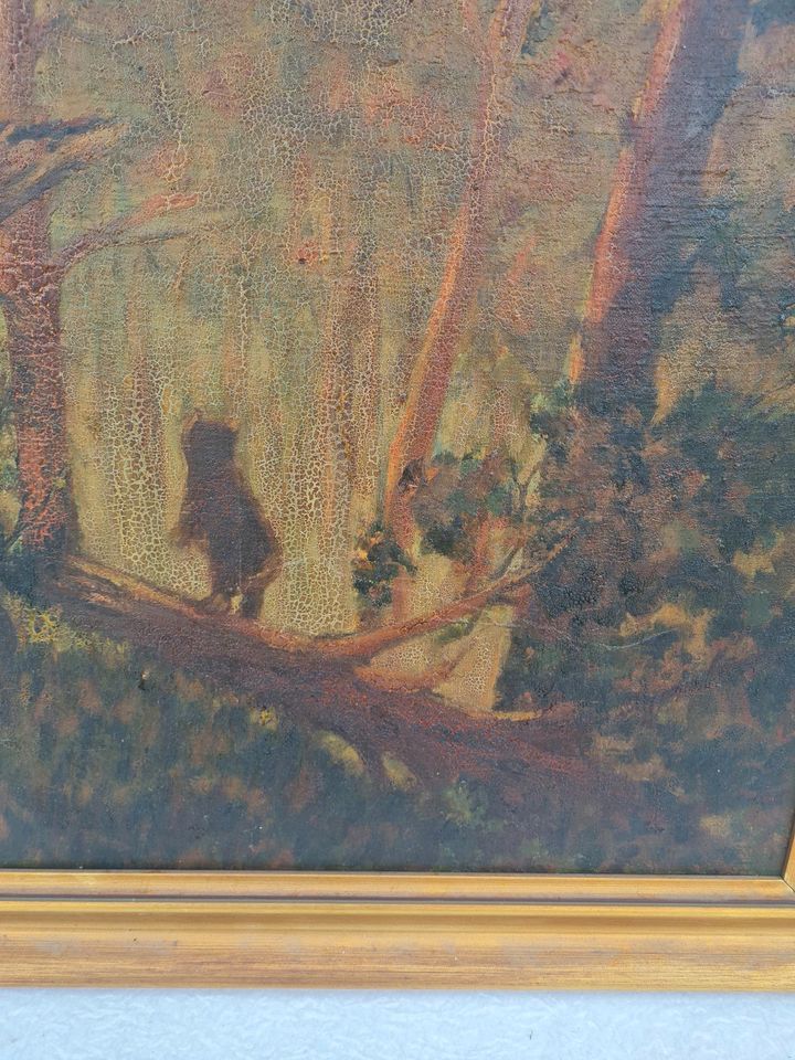 Ölgemälde Ölbild alt Antik Bären Wald in Wentorf