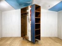 Boatwood by WMK # Besonderer Kleiderschrank aus altem Bootsholz auf Rollen, ein handgefertigtes Unikat aus massivem Teakholz # Wäscheschank Schrank Garderobe Kleiderregal Kleiderstange Wardrobe Loft Friedrichshain-Kreuzberg - Friedrichshain Vorschau