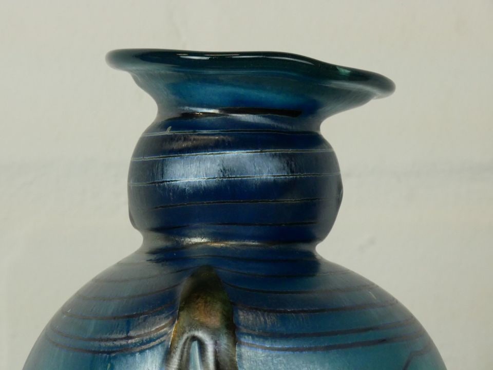 Eisch Vase - Blau/Schwarz/Lila - Glaskunst - 80er Vintage in Hiltrup