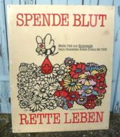 DDR Werbeschild Rotes Kreuz DRK Blutspende Werbung 80 x 100 cm Berlin - Pankow Vorschau