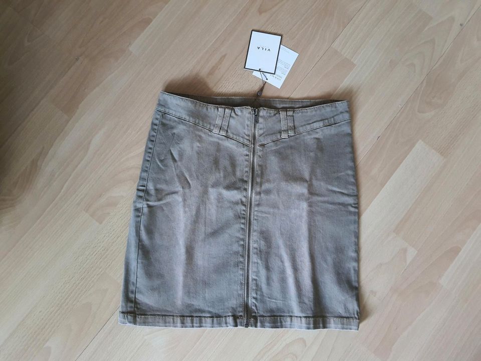 Neu vila Jeans Rock khaki M 36 high pencil Mini Jeansrock H&M zar in Reutlingen