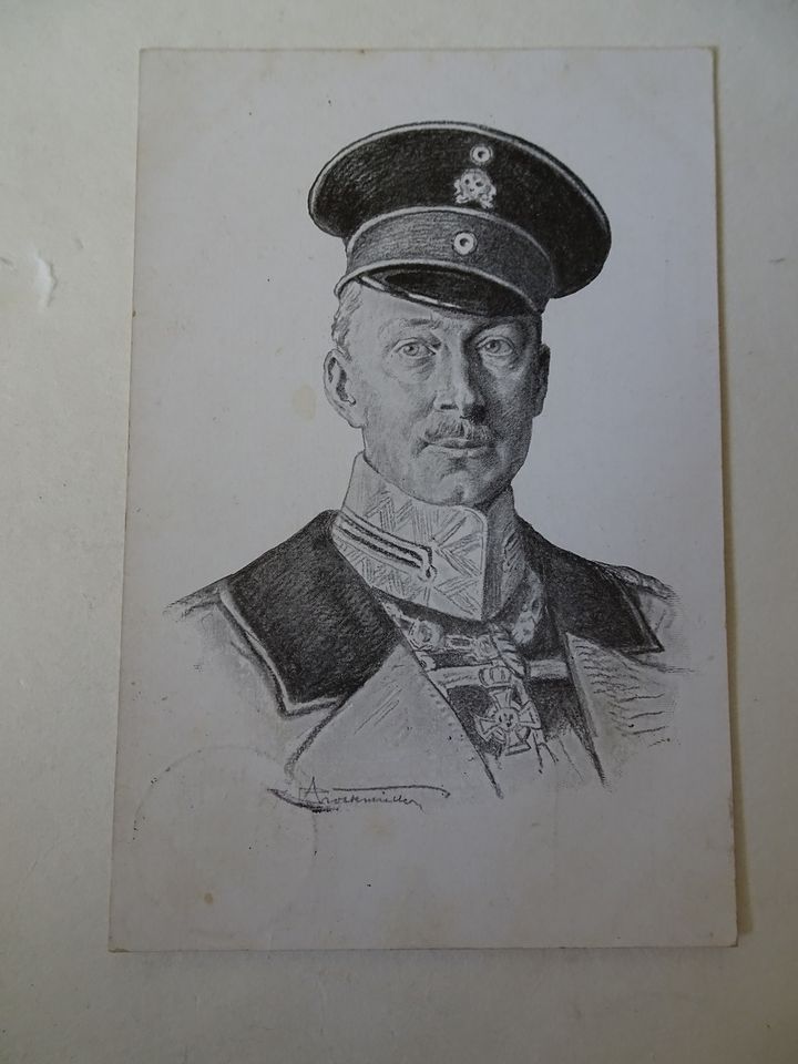 Wohlfahrtskarte 1916 Kronprinz Wilhelm v. Preußen  beschriftet in Krefeld