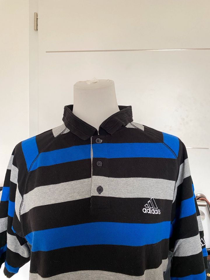 Adidas Polo Shirt Tshirt blau schwarz grau Oberteil L XL in Glandorf