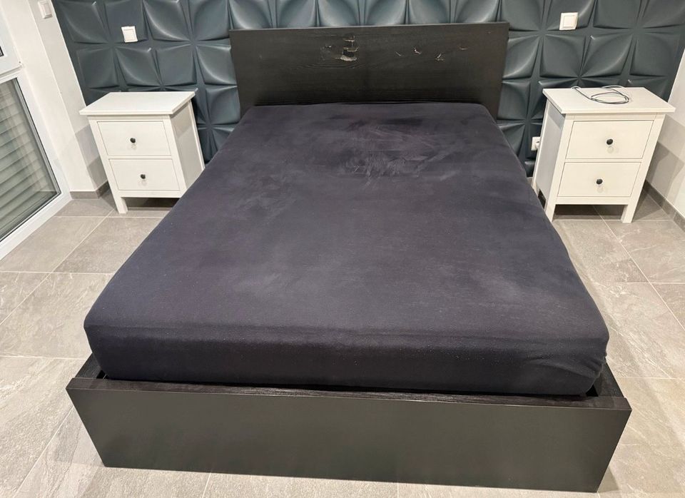 Ikea Malm Bett 140x200 Schwarz Schubladen Lattenrost Matraze * in Hannover