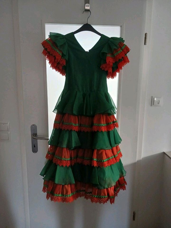 Flamencokleid Mariacruz/Sevilla für Mädchen, grün/orange in Worms