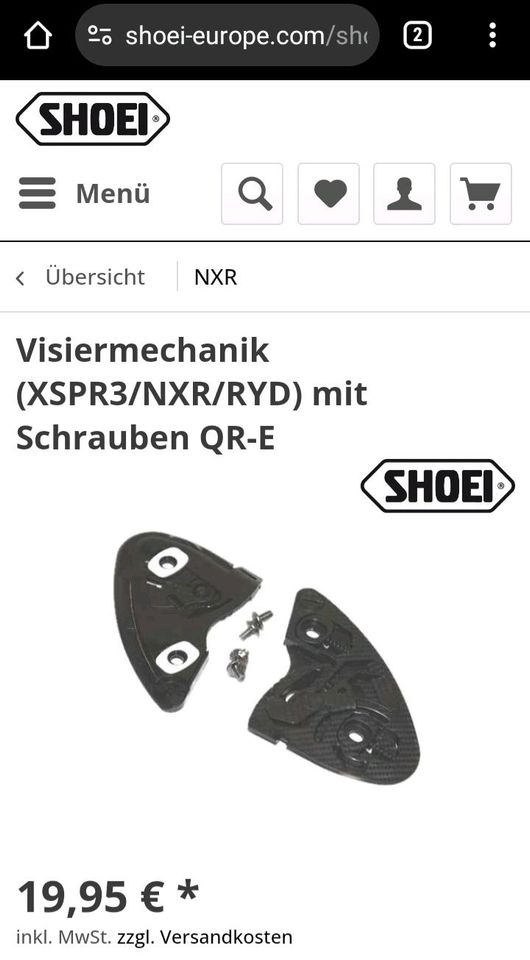 Shoei Helm Zubehör Ersatzteile Wangenpolster Visiermechanik,... in Hamburg