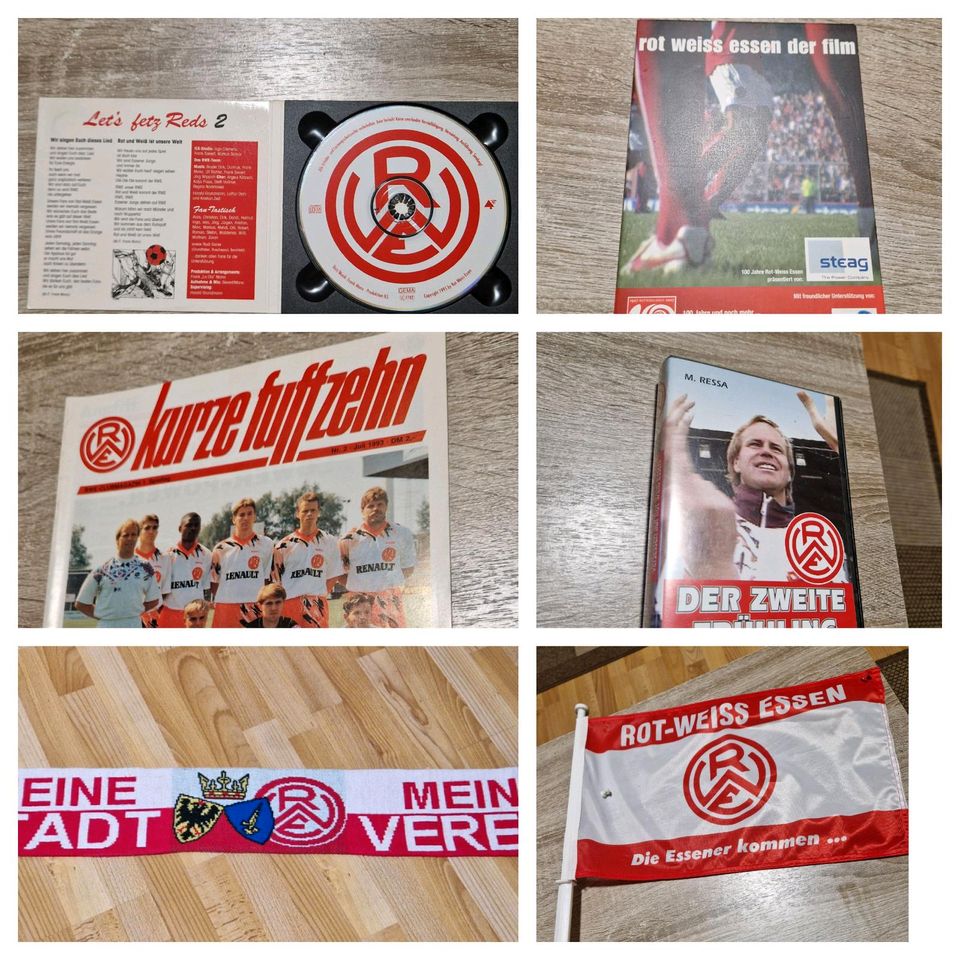 Rot Weiss Essen RWE Zeitschriften Kurze Fuffzehn CD Uhr Feuerzeug in Dortmund