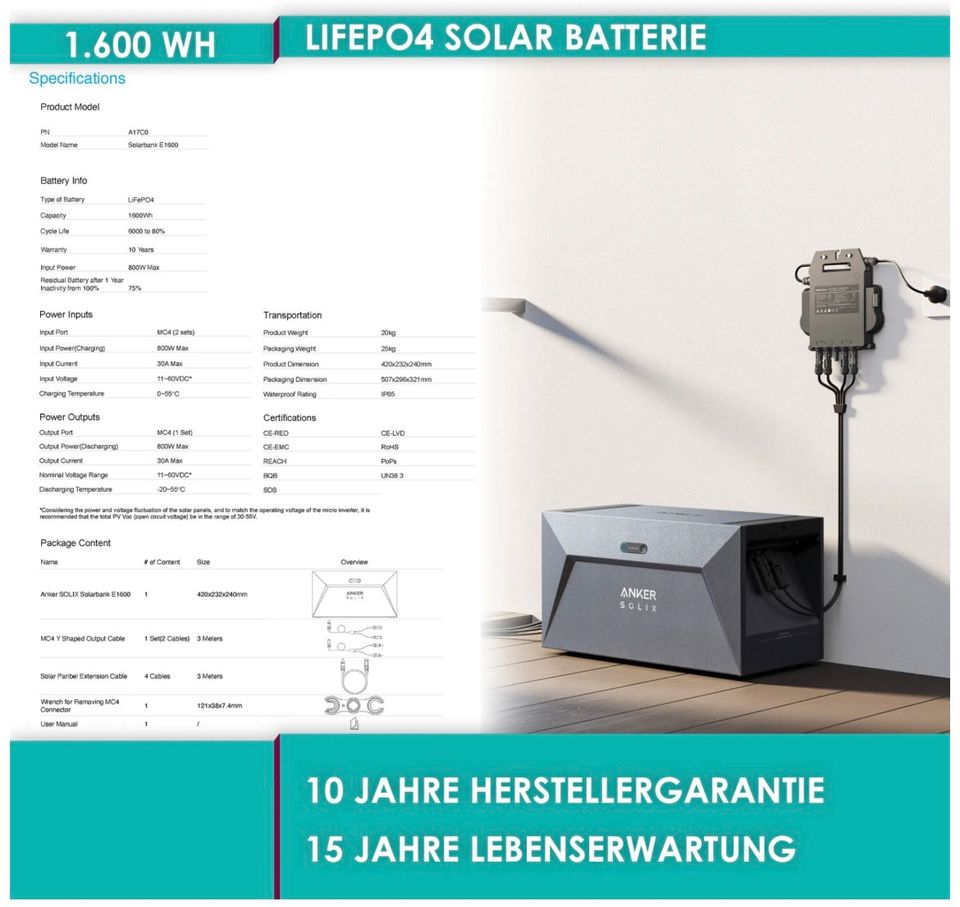 Premium Komponenten Balkonkraftwerk  800-900Watt Komplettset in Nürnberg (Mittelfr)