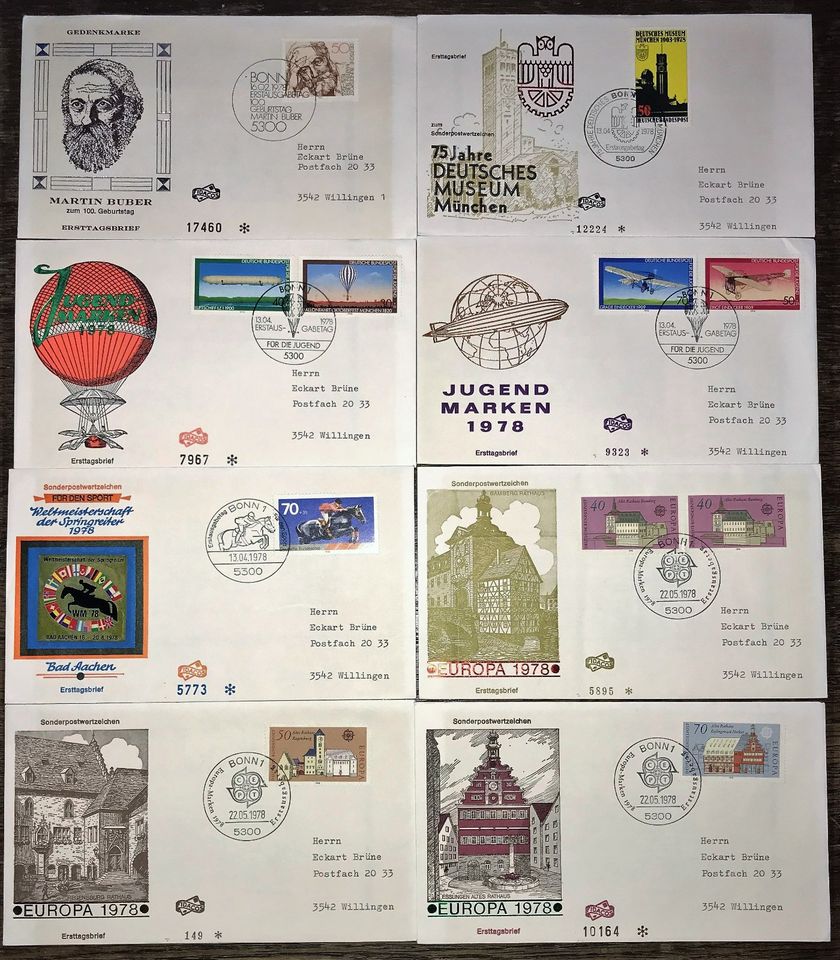 30 Ersttagsbriefe 1978 + 1 Sonderkarte 1978 in Willingen (Upland)