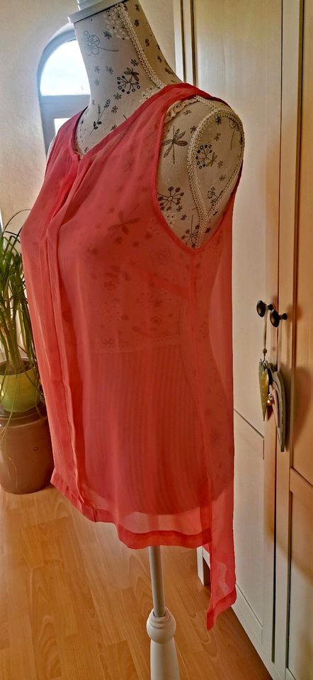 Vero moda Gr. M Bluse koralle transparent ärmellos in Muldestausee