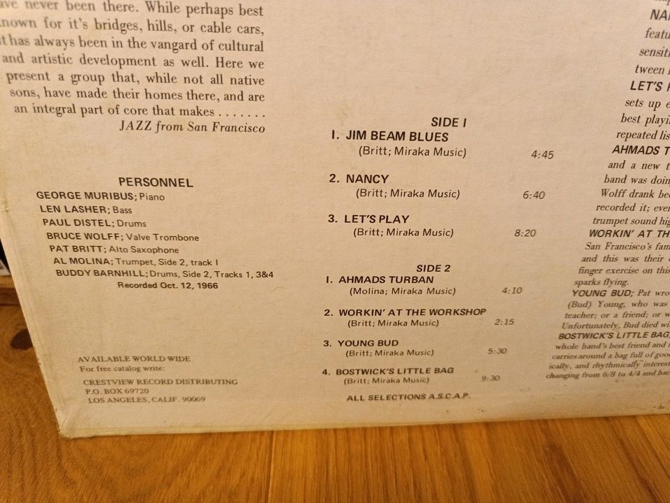 Pat britt quintet Jazz from San Francisco 1968 vinyl LP rar in Dinslaken