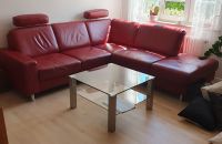 Couch, Sofa, Ecksofa, Leder rot, 2,45 x 2,40 m, Otomane re. Baden-Württemberg - Freiburg im Breisgau Vorschau