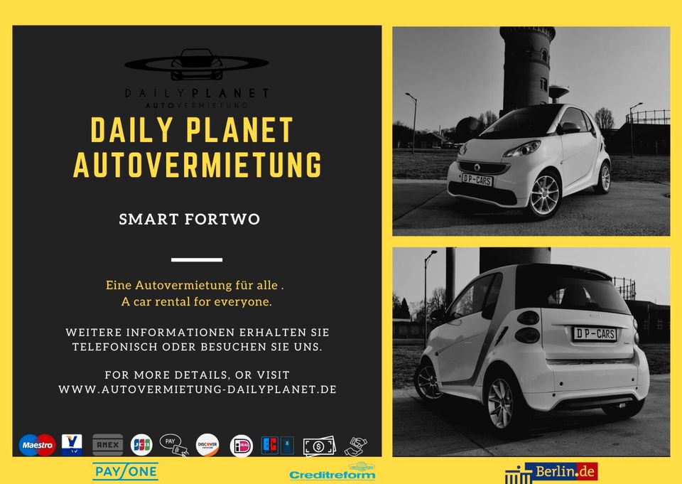 ✔️ ab 39,00€ Smart fortwo|Autovermietung,|Mietwagen|RentaCar|✔️ in Berlin