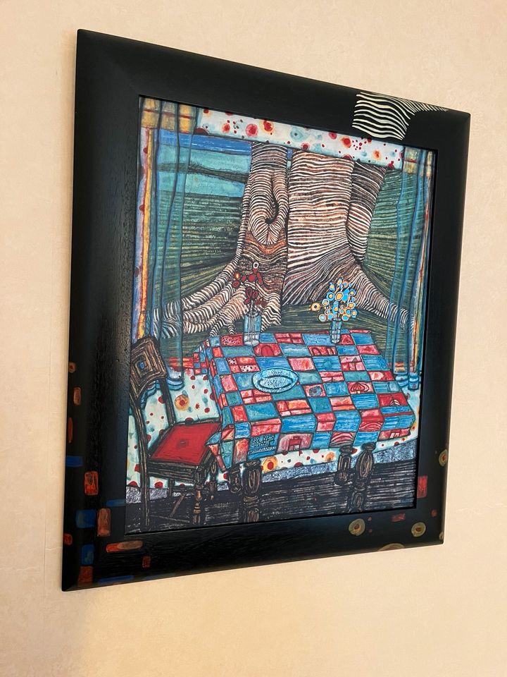 Bild Hundertwasser mit Holzrahmen in Oberhausen