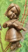 Mädchen mit einem Geiger Holzfigur geschnitzt 20 cm Bayern - Neuendettelsau Vorschau