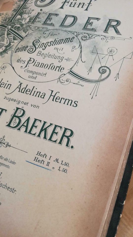 Noten Adelina Herms ⭐alt ⭐Klavier und Gesang⭐ab 1887 in Hillesheim am Rhein