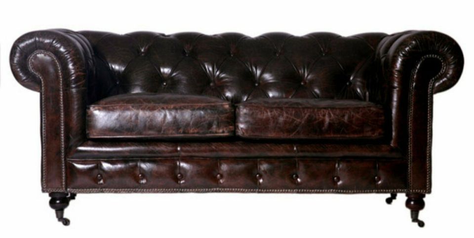 Chesterfield-Sofa 3-Sitzer Leder Vintage Cigar in Heiligenstedten