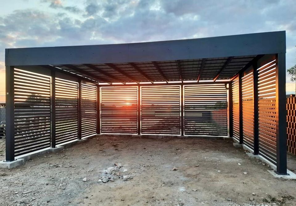 Carport, Carports auf Maß, Feuerverzinkter Stahl, mit Hauswirtschaftsraum - breite Angebote in Falkensee