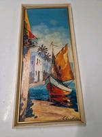 Bild Öl Gemälde DDR Maler Muth Maritim Boot Meer 23x50cm Sachsen-Anhalt - Magdeburg Vorschau