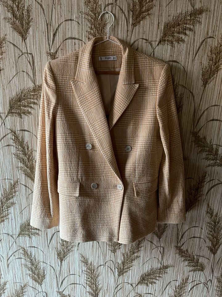 Mango Blazer gelb-weiß kariert M in Wertheim