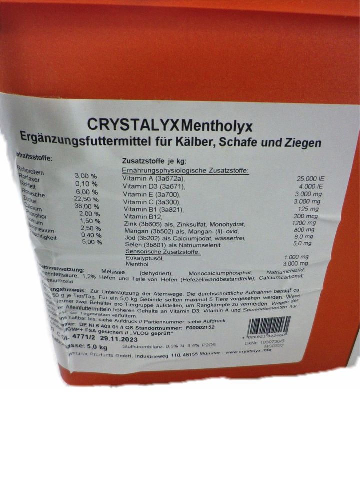 Crystalyx Mentholyx Ergänzer Schafe Ziegen Kälber 5kg in Döbern