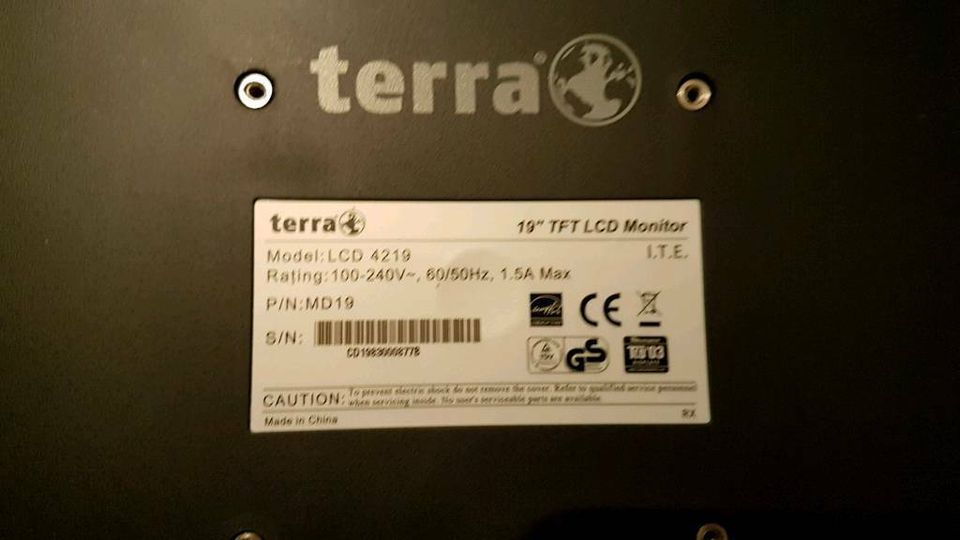 TERRA LCD 4219 Monitor 19" 5ms, DVI,TCO silber/schwarz in Stollberg