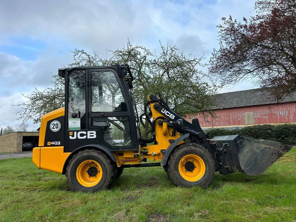 JCB 403 Radlader Schaufel Palettengabel mieten vermieten in Hamdorf