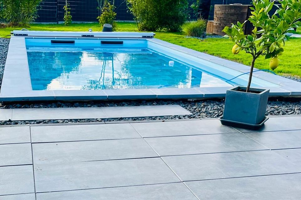 Pool Poolfolie grau stonetile elegance Steinoptik + blau in Blankenhain