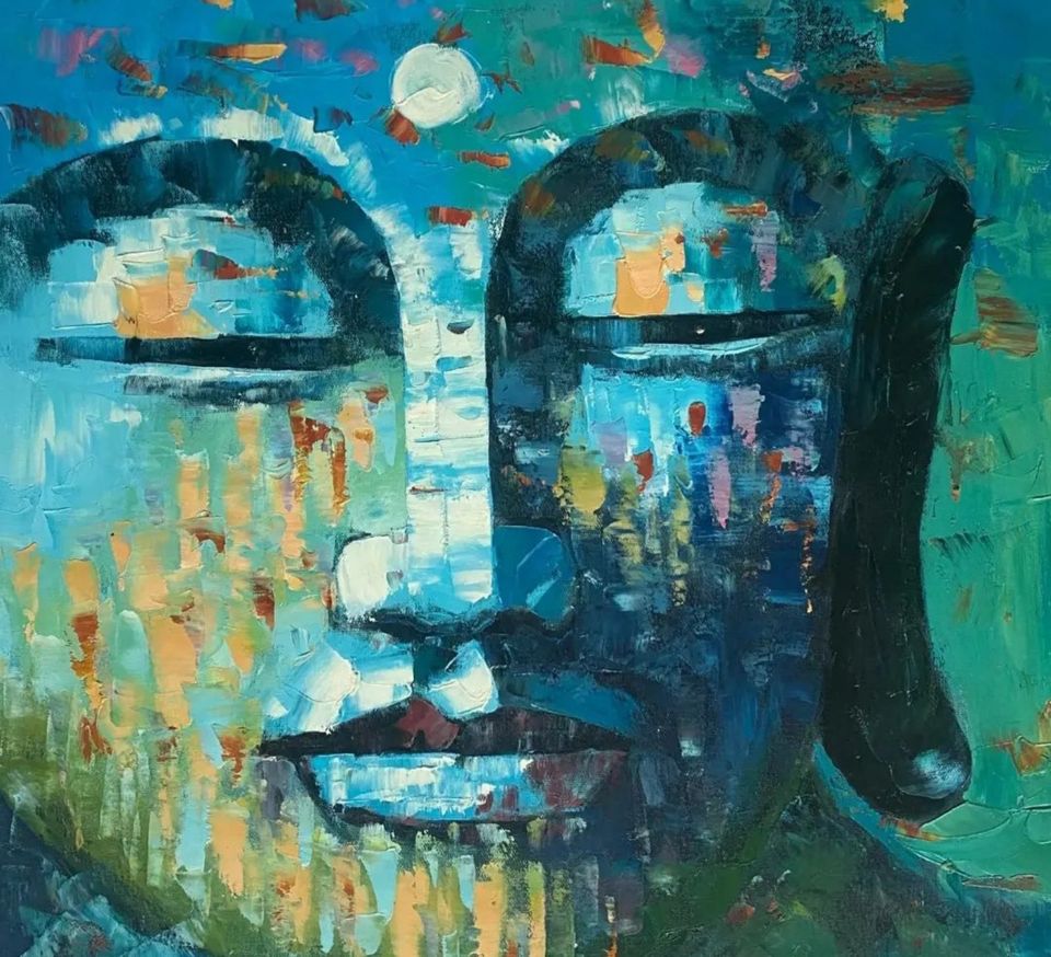 Echte Öl-Malerei - Modern - Buddhismus 60x60 - auf Leinen in Visselhövede