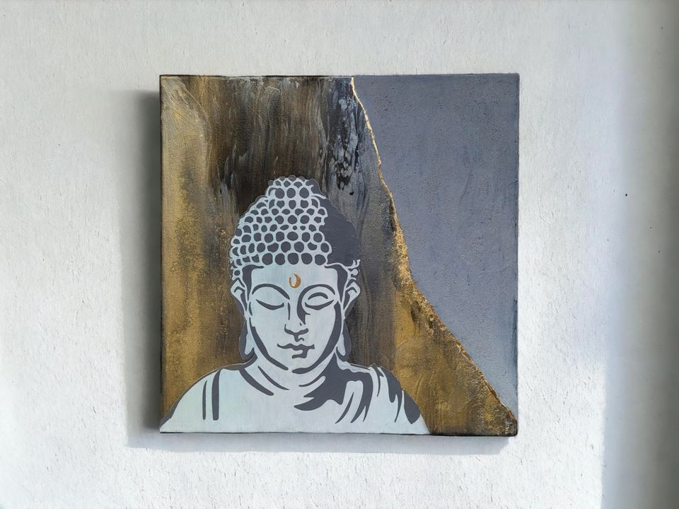 Buddha Wandbild 40x40cm ~ handgefertigtes Unikat in Dresden