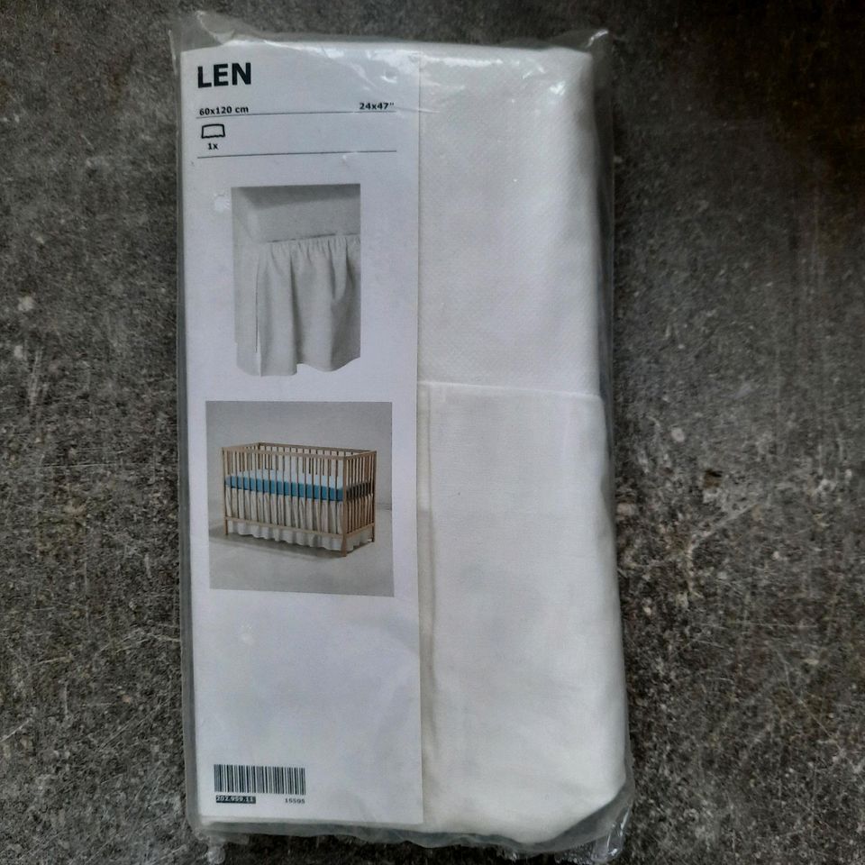 Ikea Len Kinderbett-Rock/Volant, 60x120, weiß in Battenberg