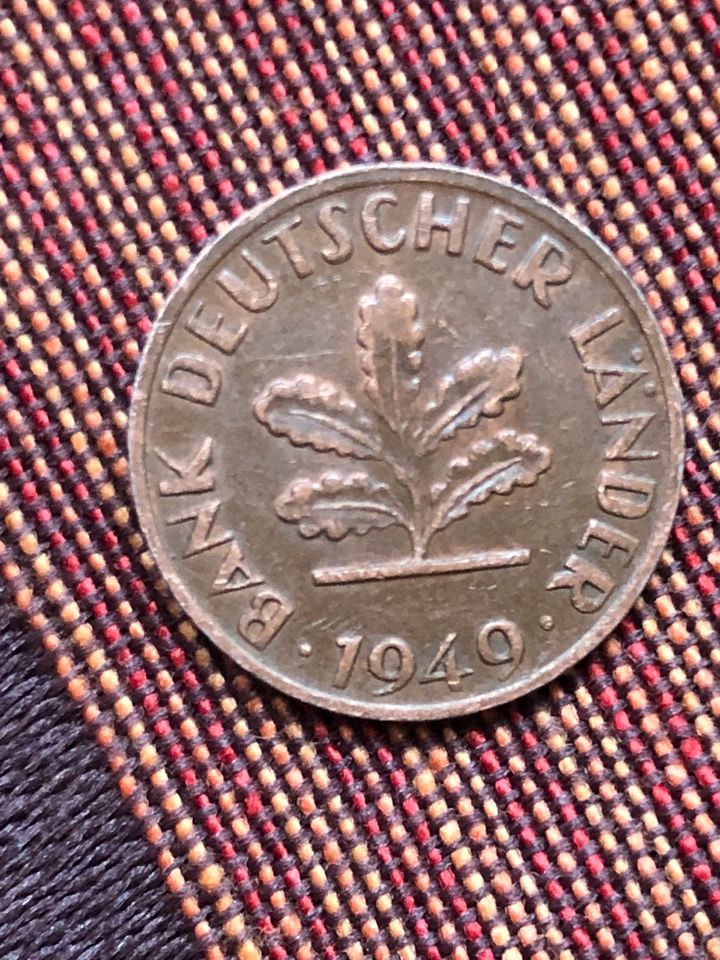 1X Pfennig Münze 1949 in Neunkirchen am Sand