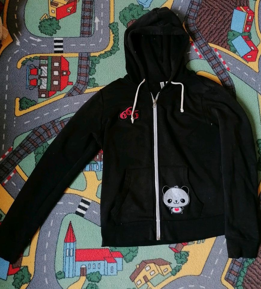 ❤️ H&M Pullover Pandabär Hoodie Jacke Gr L schwarz in Burkardroth