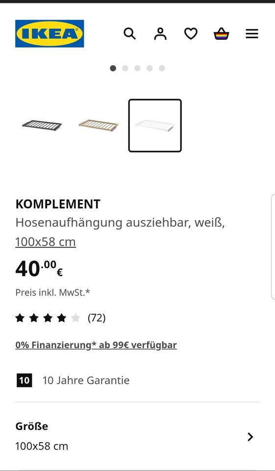 Ikea Pax Hosenaufhängung ausziehbar in Seelze