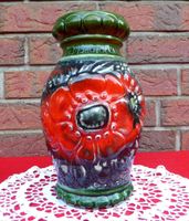 Boden-Vase Blumen-Vase gemarkt Grün / Rot Blumen/Relief-Muster Re Schleswig-Holstein - Flintbek Vorschau