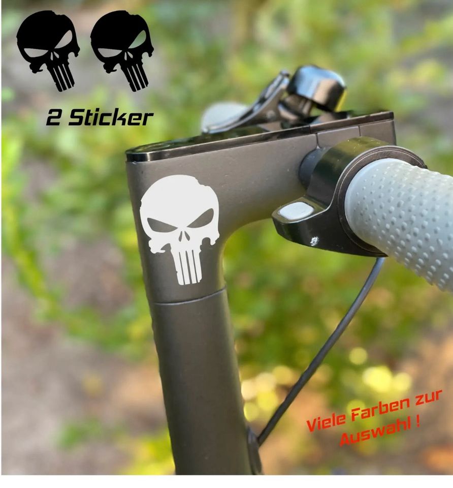 Punischer Totenkopf SKULL Scooter Fahrrad MTB Sticker Set in Wolbeck