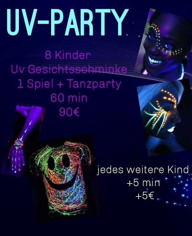 Kinderschminken UV Party Schwarzlicht Airbrush Animation in Rheda-Wiedenbrück