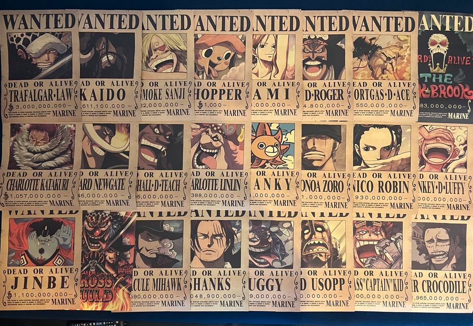 One Piece Steckbriefe (Wanted Poster) Gear5,Law,Kaido,Whitebeard in Herzogenrath