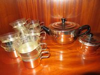 Teeservice Metall / Glas, 12 Pers., Vintage, 70er Sachsen - Schkeuditz Vorschau