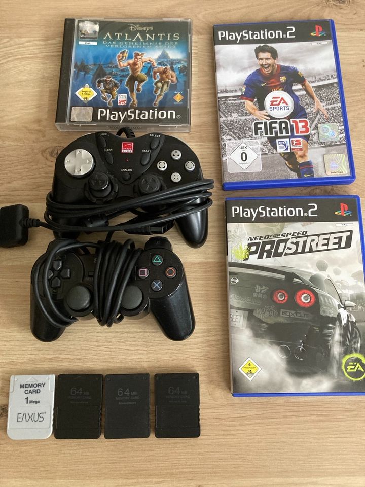 PlayStation2 PS2 incl. 3 Spiele, 4 Speicherkarten u. Converter in Taucha