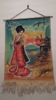 Wandteppich bemalt asiatisch Geisha Futschijama 90 x 60 cm Berlin - Lichtenberg Vorschau