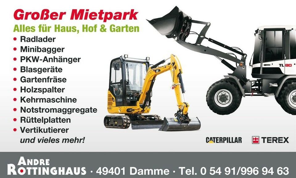 Cat 301.7 D Minibagger zu Vermieten incl. Baumaschinenanhänger in Damme