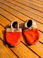 Hausschuhe Schlupfschuhe Lederpuschen Kinder 25/26 - orange-braun Baden-Württemberg - Weissach im Tal Vorschau