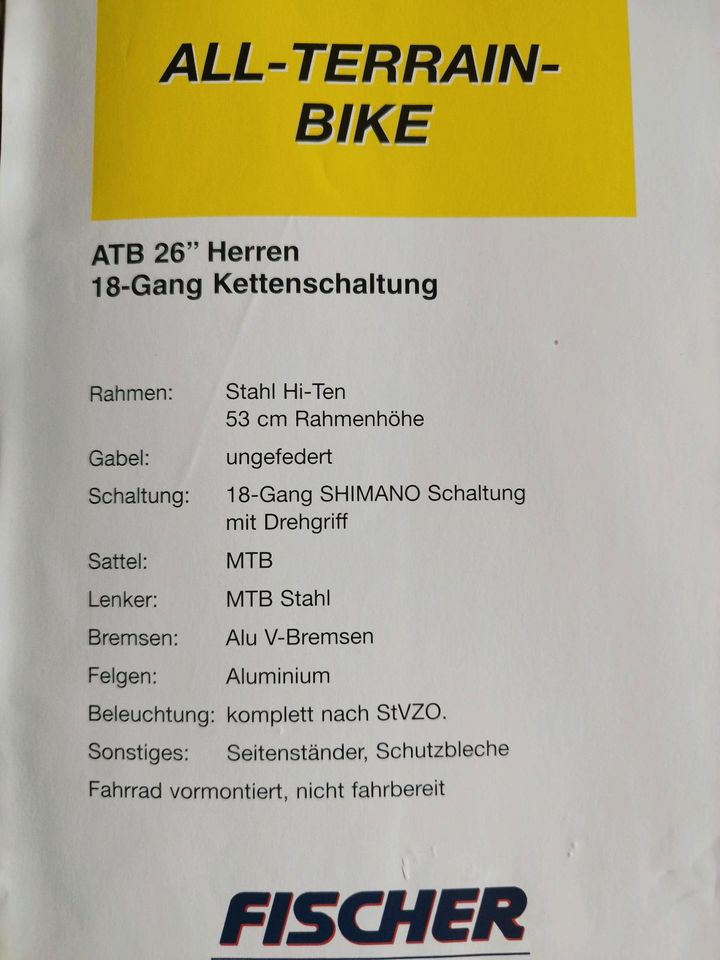 Fischer ATB 26" Herren 18- Gang Shimano Schaltung Fahrrad. in Salzgitter