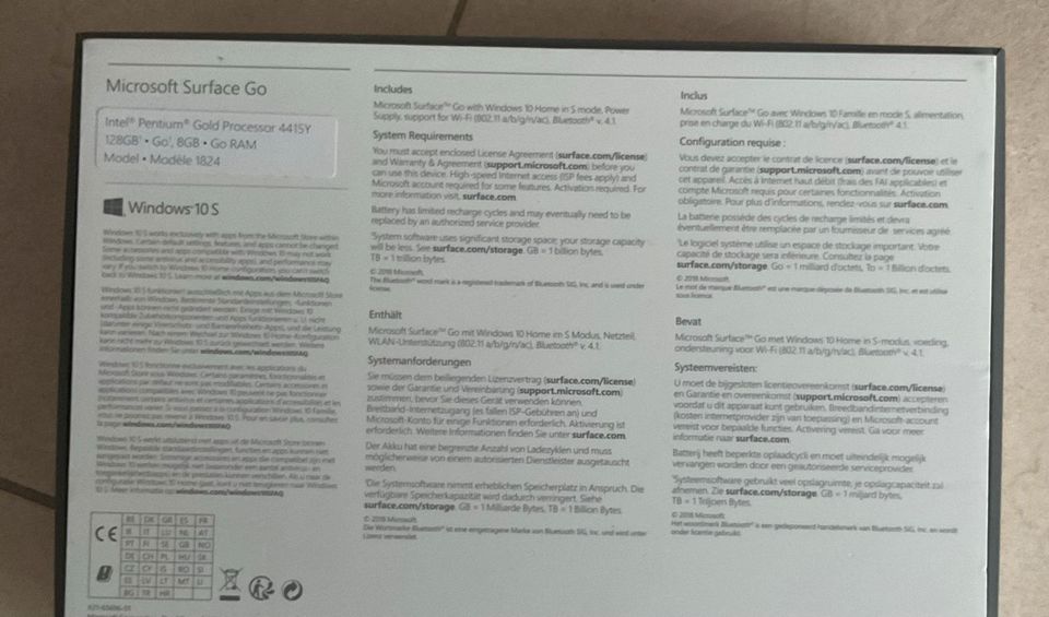 Microsoft Surface Go 1824 8GB RAM 128GB SSD Win 10 10“ Tablet in Hattingen